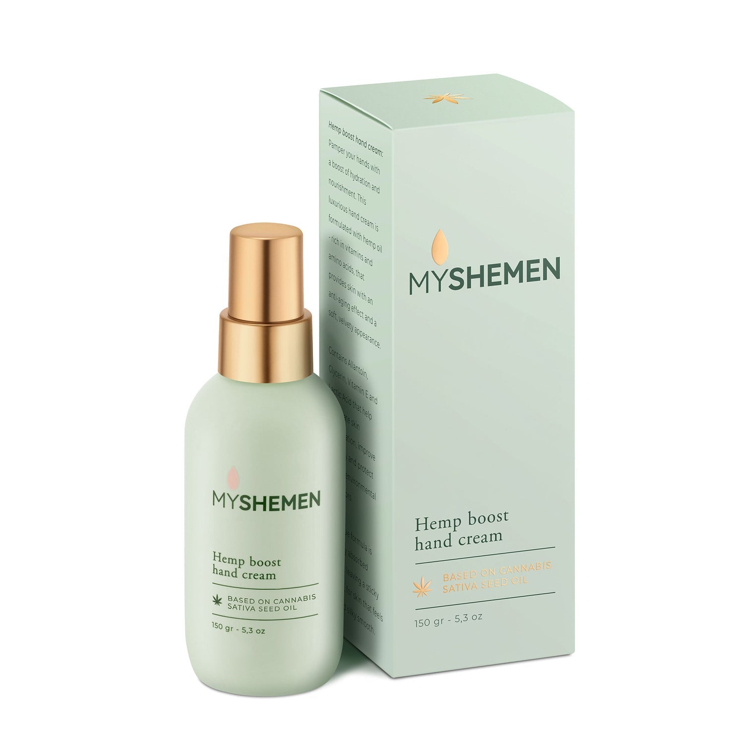 hemp boost hand cream packaging by my shemen